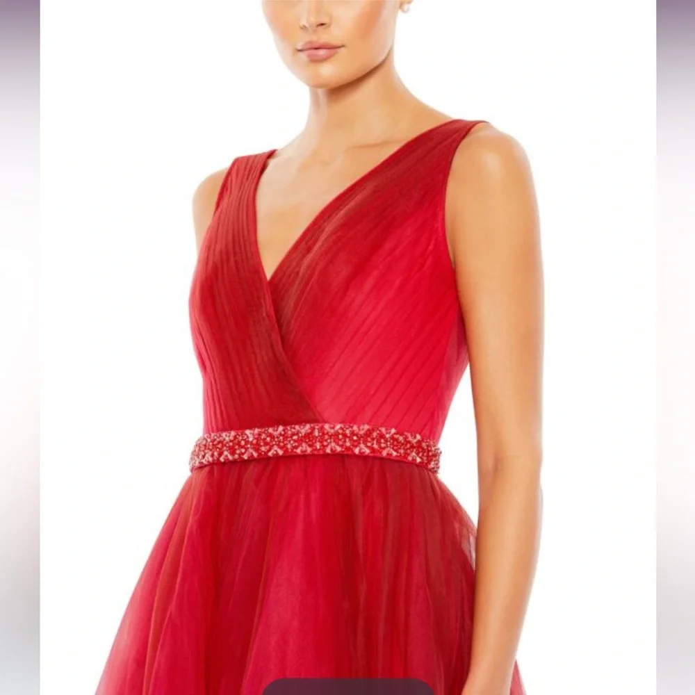 Mac Duggal 20378 Ombre Tulle Prom Gown Beaded Belt Dress - Picture 4 of 7